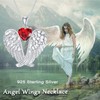 POTOPYY Garnet Angel Wings Necklace Sterling Silver Guardian Angel Pendant