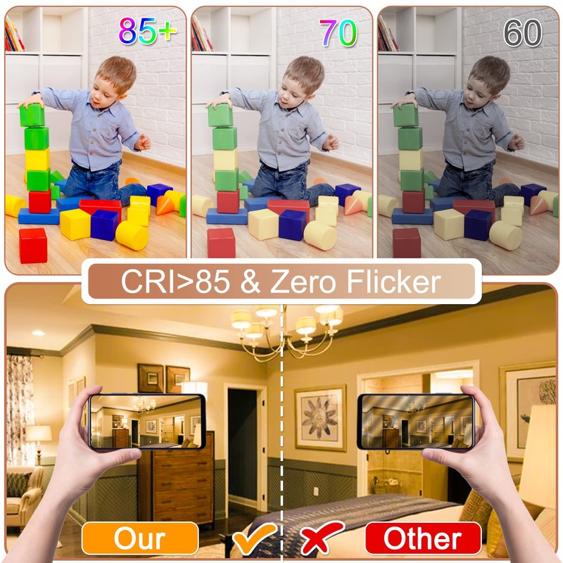 comzler A15 LED Bulbs 60W Equivalent, Warm White 2700K,E12 Small