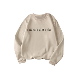 SOLY HUX Women's Crewneck Graphic Sweatshirts Long Sleeve Oversized Loose Fit Shirts Drop Shoulder Pullover Casual Tops Apricot Letter Small