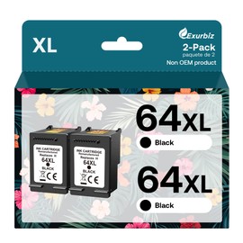 Exurbiz 64XL Ink Cartridges Black Compatible for HP 64 XL Work with Envy Photo 7855 7858 7155 6255 6252 7100 7800, HP Envy Inspire 7900e 7950e Tango Series Printer, 2 Pack