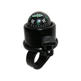 BENSON Bicycle Bell with Compass - Black or Chrome - Aluminium and Plastic - Handlebar Assembly - Classic