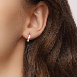 Cangall Silver Hoops Earrings for Women, 3 Pairs 925 Sterling Silver Hoop Earrings Set, Hypoallergenic Small Silver Sleeper Hoop Earrings, Cartilage Rose Gold Huggie Earrings Set in 9/11 / 13mm