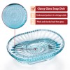 BIMUYI Soap Dish Holder, Embossed Glass Soap Tray, Decorative Soap
