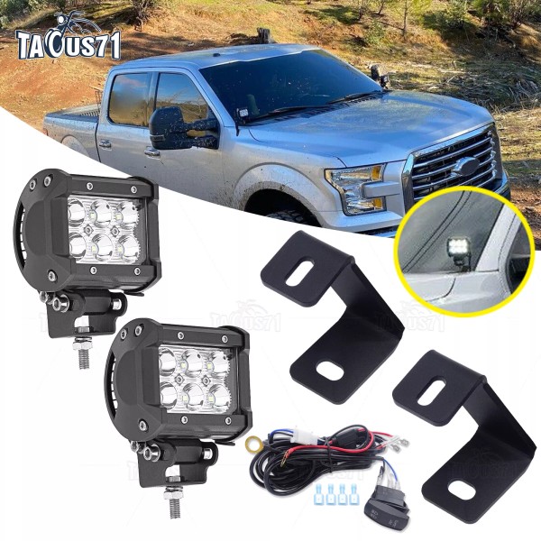 TAOUS 18W LED Light Pod Hood Hinge Mount Bracket Kit