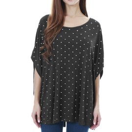 Smallshow Women's Nursing Top Maternity Poncho for Breastfeeding Polka Dot Deep Grey