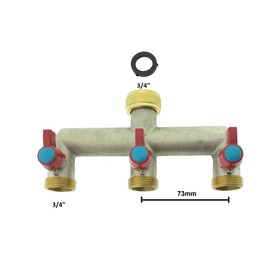 Ventilkappenkönig 3-Way Brass Tap Water Distributor 3 Distributors 3/4 Inch