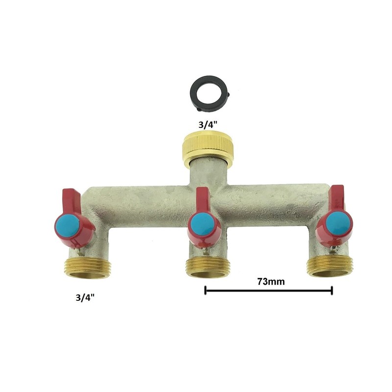Ventilkappenkönig 3-Way Brass Tap Water Distributor 3 Distributors 3/4 Inch