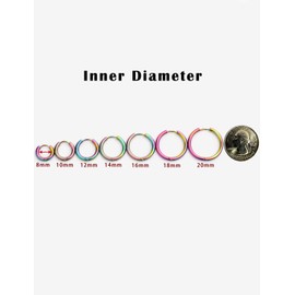 TDEBA 10G 14mm Rainbow Hoop Earrings - Stainless Steel Huggie Sleek Minimalist Earrings for Women