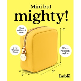 Embla Makeup Travel Pouch - Toiletry Organizer Pouch for Womens Purse Essentials, Nylon Zipper Pouches, Cosmetic Bag, Pink Black Coin Purse, Cosmetics Organizer Storage, Small Make Up Bags Mini Large