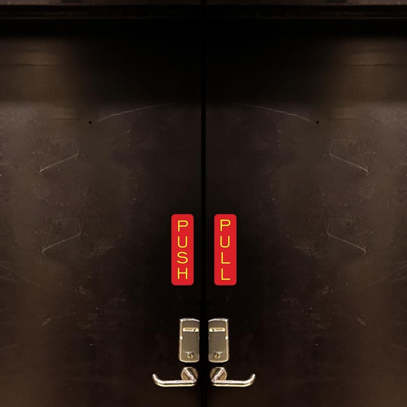 Basic Vertical Push Pull Door Sign (Black/Silver) - Small