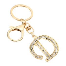 PATIKIL Initial Letter Keyring, Letter D Pendant with Crystal Diamonds, Cute and Creative Decorative Alphabet Pendant for Bag, Backpack, DIY Craft, Gold Tone, Gold d