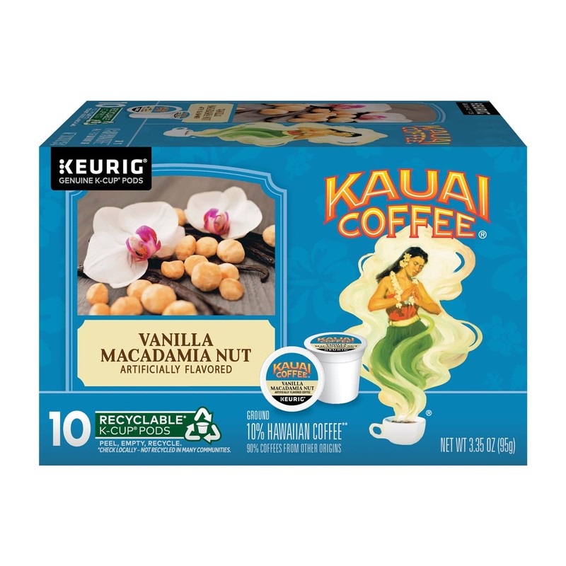 Kauai Coffee K-Cup Pods - Vanilla Macadamia Nut Flavor –