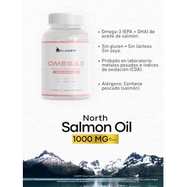 FLAIRFIT Omega 3 de Salmn Suplemento Premium, Alta Concentracin de Aceite puro de Salmn (EPA - DHA), 45 Cpsulas                                       
