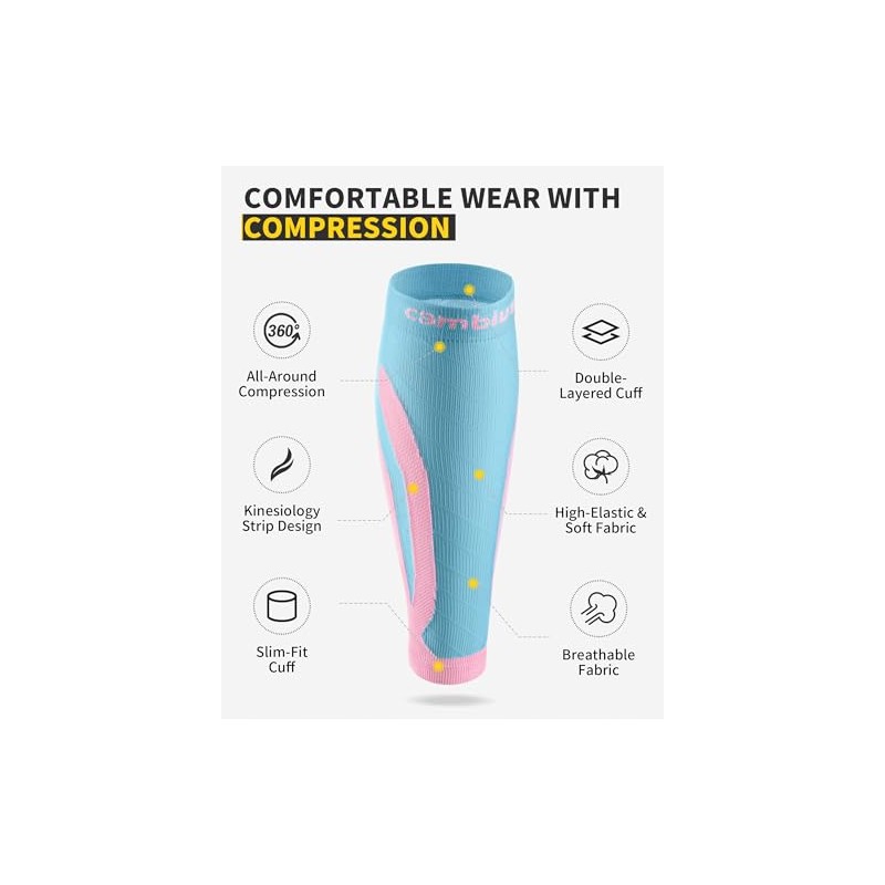 CAMBIVO CAMBIVO 2 Pairs Calf Compression Sleeve Men & Women,