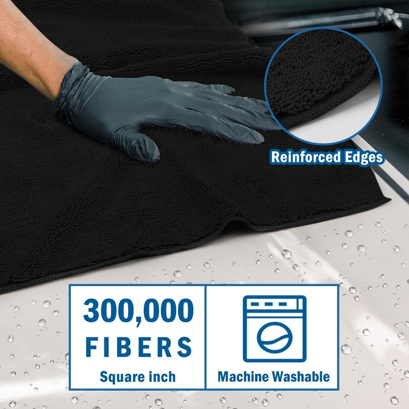 HOMEXCEL Professional Large Microfiber Car Drying Towels 4 Pack, Lint