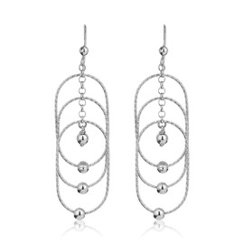 Vanbelle Sterling Silver Jewelry Interlinked Oval Rings Earring with Rhodium Plating for Women and Girls