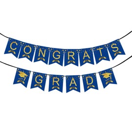 SINGOMON Blue Congrats Grad Banner Graduation Bannerfor College High School Graduation Decorations 2025 Grad 2025 Decorations