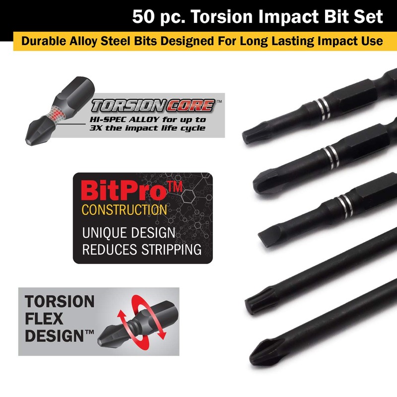 Titan 16251 Torsion Impact Bit Set (50 Piece)