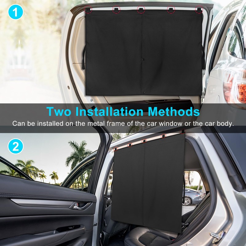 Car Window Shades, 2 PCS Magnetic Double Layer Auto Sun