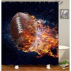 Jayden&Madge 4PCS/Set Fantasy Burning American Football Fabric Shower Curtain, Creative