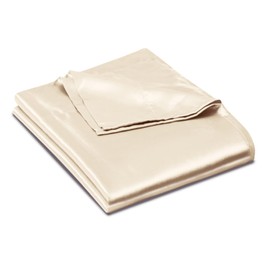 Ersmak Satin Flat Sheet Only, Single Flat Sheet Twin, Luxury & Ultra Soft Silky Bedding Top Sheet for Twin Mattress - Beige