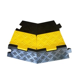 Kable Kontrol Atlas Heavy Duty Cable Protector - 45° Degree Left Turn - 2 Channel - CP9987 Compatible - Black & Yellow - Speed Bump and Wire Protector Turn for Indoor & Outdoor Use