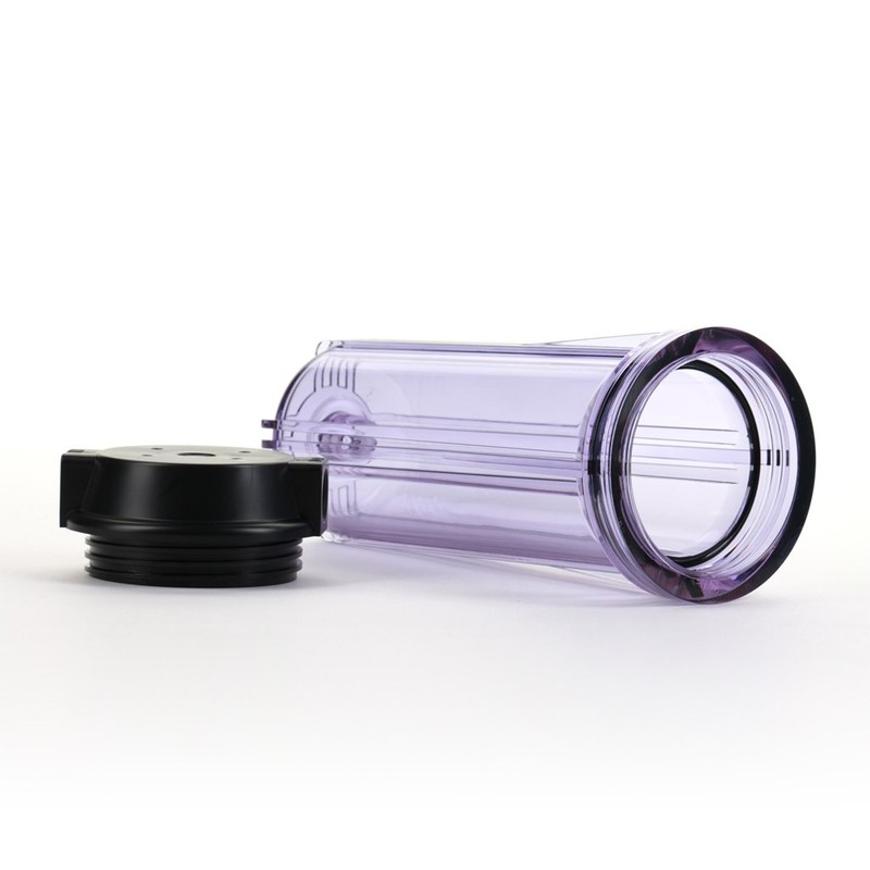 Hydronix HF2-10CLBK12, 10" Clear Housing with Black Flat Cap For