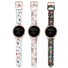 ViCRiOR Bands Compatible with Garmin Venu 2S / Vivoactive 4S/ Vivoactive 3S, 18mm Soft Silicone Fadeless Pattern Printed Replacement Women Band Wristband for Forerunner 255s/255s Music