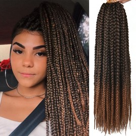 7 Packs Crochet Box Braids Pre Looped Box Braid Goddess Box Braids Crochet Hair Extensions Straight Crochet Hair For Black Women Crotchet Braid Hair Bundle (24 Inch（Pack of 7）, T1B/30#)