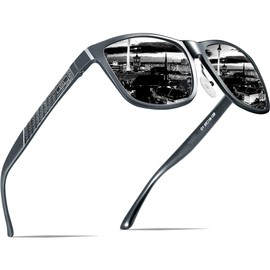 ATTCL Herren Polarisierte Fahren Sonnenbrille Al-Mg Metall Rahme Ultra Leicht 8587-Gray UV400 CAT 3 CE