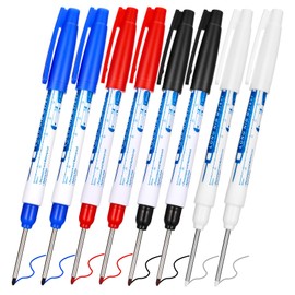 YBEATY 8 PCS Long Head Deep Hole Marker Pens 30 mm Long Nose Felt Tip Colorful Markers Waterproof Construction Markers Scriber Pens Carpenter Ink for Woodworking Hardware Decoration Construction