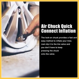 REPAIROCK 1 Pcs 39.4" Flexible Tire Inflator Hose Adapter M6 Thread Size Air Chuck with Hose for Standard Tire Valve Fine Thread with Air Release Valve Auto Replacement Parts