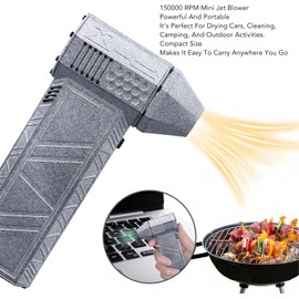Jet Dry Blower, 150000 RPM Powerful Mini Jet Blower with High Speed Duct Fan, Portable Super Jet Fan, Cordless Powered Mini Blower Air Duster for Car, Camping