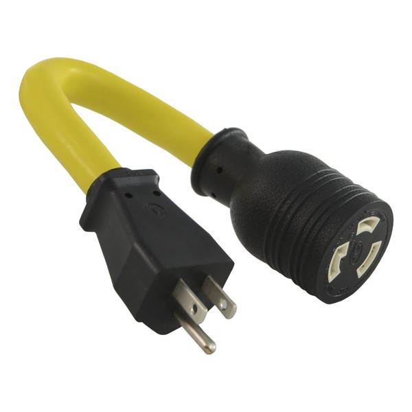 Conntek P515L530 1-Feet Generator Adapter 15-Amp U.S Plug to 30-Amp Locking Female Connector L5-30R , Yellow