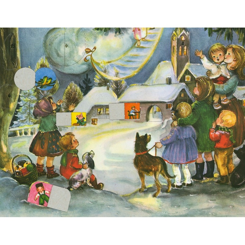 Richard Sellmer Verlag Nostalgischer Adventskalender/Weihnachtskalender mit Bildern und Glimmer Seht