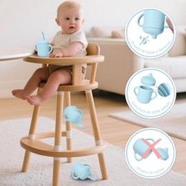2 Pack Vaso Entrenador Antiderrames para Bebé, Vaso Entrenador con Popote Y Asas, Silicona de Calidad, Sin BPA, para Niños Pequeños Mayores de 6 Meses