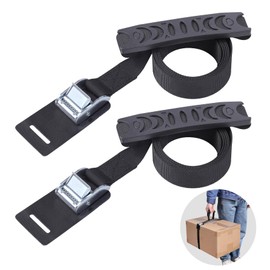 Neracking 5' Carrying Strap with Handle, Adjustable Heavy Duty Cam Buckle Tie Down Straps for Safely Moving and Lifting Heavy Boxes, Camping Chairs and Mat (Black, 2pcs)