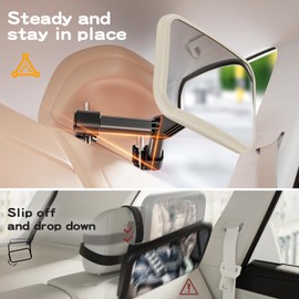 TAZENI Baby Car Mirror for Baby Hook Clip Design Never Shake Baby Mirror for Car Seat Rear Facing Easy Install Crystal Clear View ShatterProof Crash Tested White