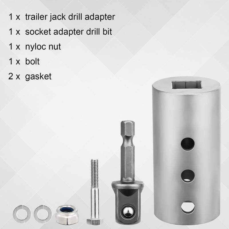 Trailer Jack Drill Adapter, Stainless Steel Valet Electric Tongue Drill