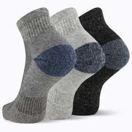 Merrell Men's 3 Pack Performance Quarter Socks, Charcoal/Black Assorted, M/L