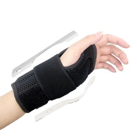 Breathable Wrist Support, Wrist Bandage with Metal Splint Stabiliser Adjustable for Men Women, Arthritis, Tendonitis, Sprain, Sports Protection (Black Right, M (15.1-19 cm)