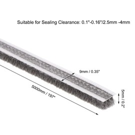 MACHSWON Brush Weather Stripping, 5M / 16.4Ft, Card-Slot Seal Strip Pile Weatherstrip Door Sweep Brush for Door Window Wardrobe (9 x 5mm, Grey)