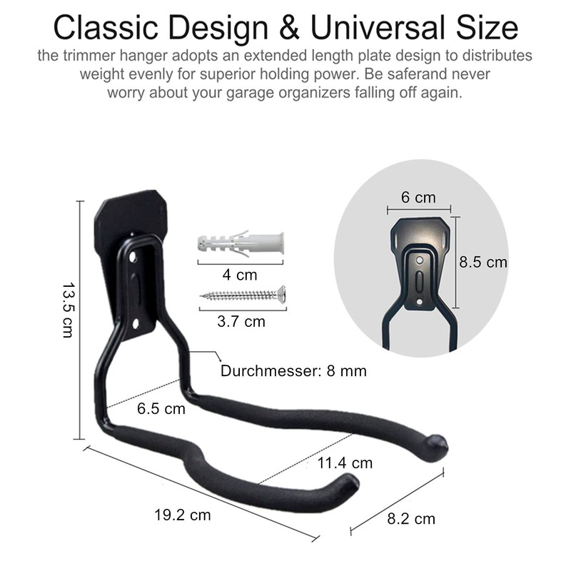 Falezern Garden Power Tool Hanger, 2 Pcs Metal String Trimmer