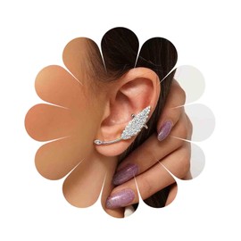 Yheakne Boho Crystal Leaf Climber Earrings Silver Cz Leaf Ear Crawler Earrings Vintage Leaf Ear Clip Earrings Earrings Rhinestone Leaf Stud Earrings Jewelry for Women