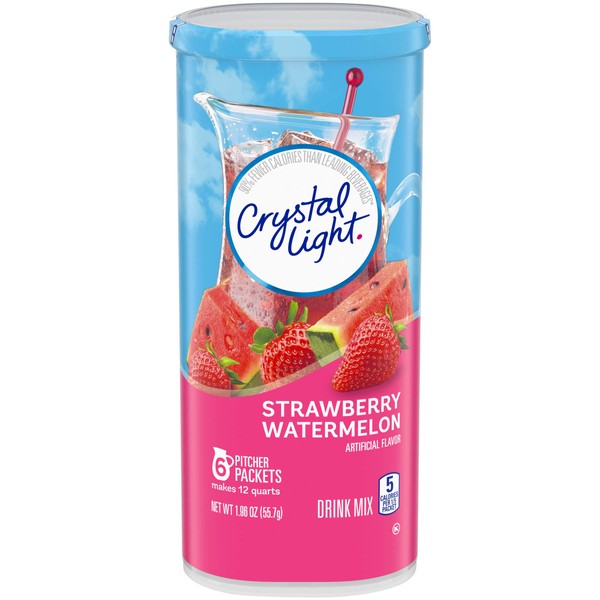 Crystal Light Sugar-Free Strawberry Watermelon Low Calories Powdered Drink Mix 6 Count Pitcher Packets
