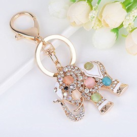Crystal Elafant Keyring for Women Glitter Rhinestone Handbag Bag Charm Pendant Shiny Fashion Bag Pendant Bling Metal Car Keychain Backpack Pendant Car Key Decor