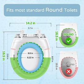 YASFEL Built in Potty Training Toilet Seat for Toddlers, Kids & Adults Biscuit Plastic Toilet Seats Round Slow Close with Magnets(Blue, 16.5”)