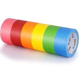 Oleitodh - 6 rollos de cinta adhesiva de colores de 2 x 180 yardas, rollos de colores arco iris a granel para niños, cinta de marcado de papel colorid