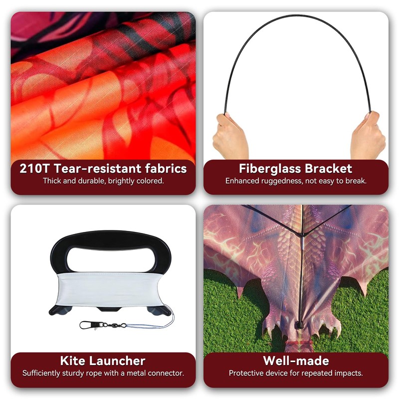 FejoHify Large Dragon Kite for Kids and Adults, Easy to