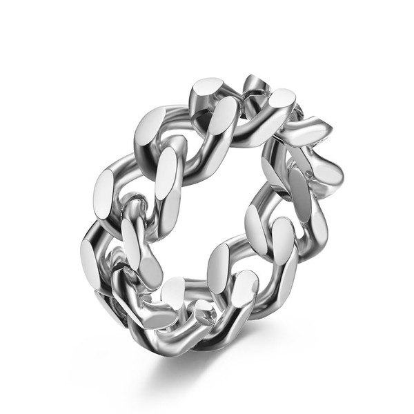 SeiMios Cuban Link Rings for Men Women, Stainless Steel 8mm